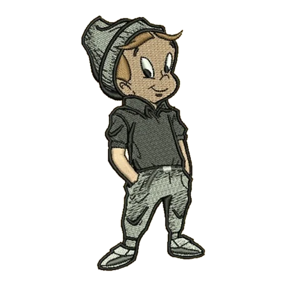 Cartoon boy character digitized for left chest embroidery