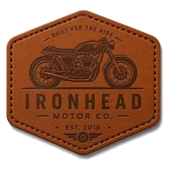 Leather patch with motorcycle logo