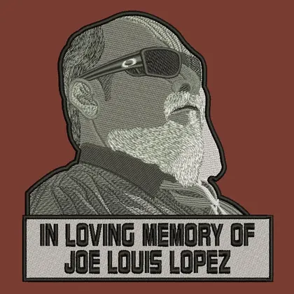Memorial portrait embroidery design with lettering