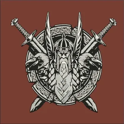 Viking shield, swords and ravens embroidery design