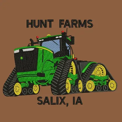 Hunt Farms tracked tractor embroidery design