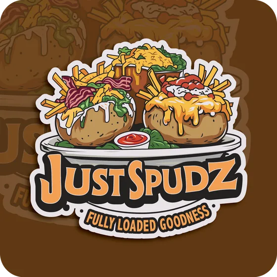 Just Spudz food logo in vector