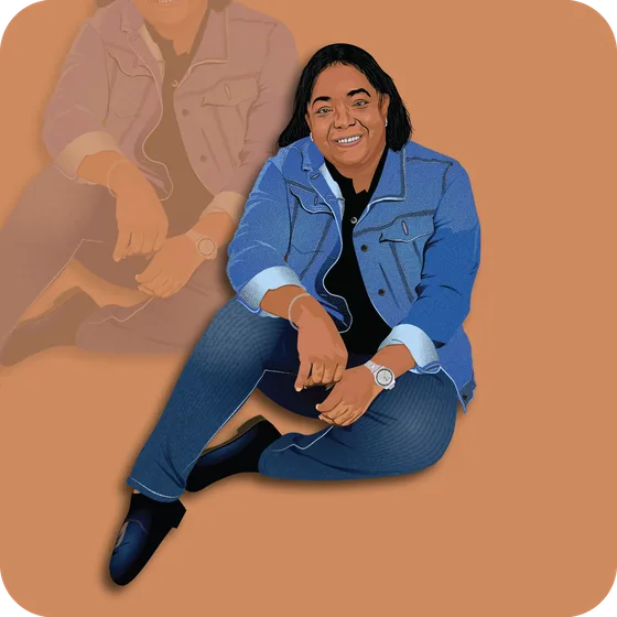 Vector portrait illustration of a seated woman